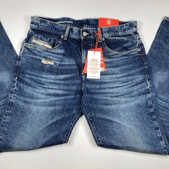 Diesel Men's 2019 D-Strukt Slim Fit Jeans Dark Blue Size 33 - Picture 1 of 10